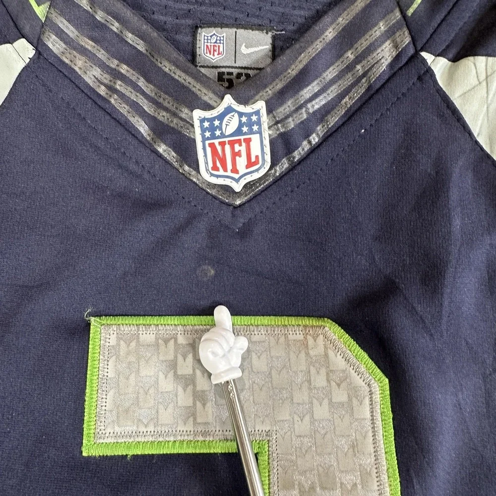 Seattle Seahawks Jersey Mens 52 Blue NFL Football Russell Wilson 3 Nike On Field
